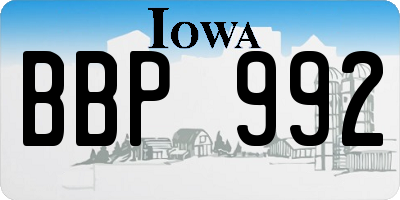 IA license plate BBP992