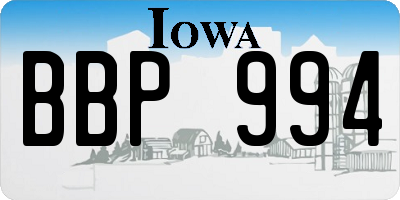 IA license plate BBP994