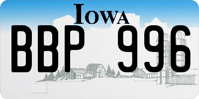 IA license plate BBP996