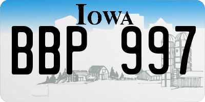 IA license plate BBP997