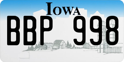 IA license plate BBP998