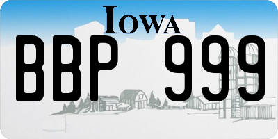IA license plate BBP999