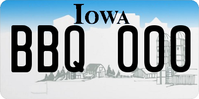 IA license plate BBQ000
