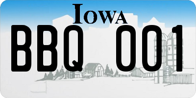 IA license plate BBQ001