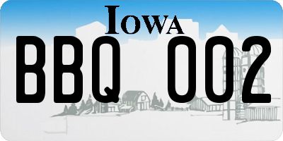 IA license plate BBQ002