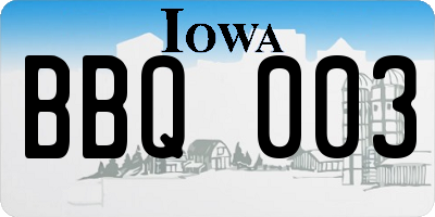 IA license plate BBQ003