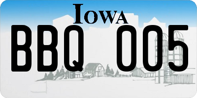 IA license plate BBQ005