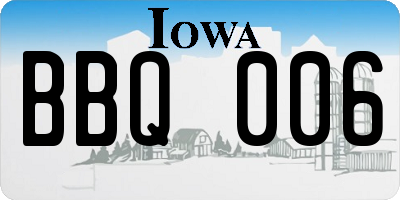IA license plate BBQ006