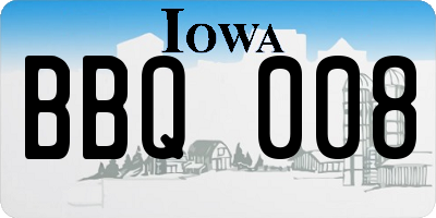 IA license plate BBQ008