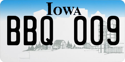 IA license plate BBQ009