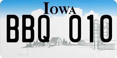 IA license plate BBQ010