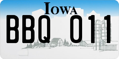 IA license plate BBQ011