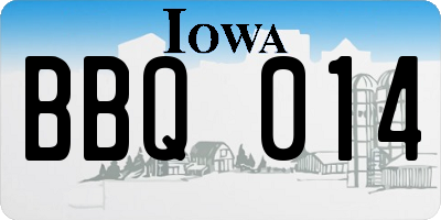 IA license plate BBQ014