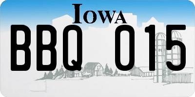 IA license plate BBQ015