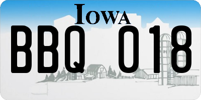 IA license plate BBQ018