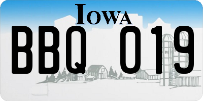 IA license plate BBQ019