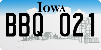 IA license plate BBQ021