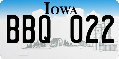 IA license plate BBQ022