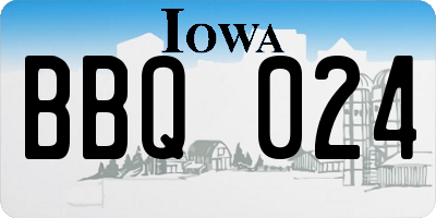 IA license plate BBQ024