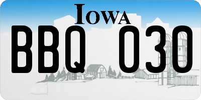 IA license plate BBQ030
