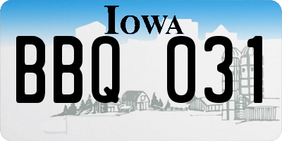 IA license plate BBQ031