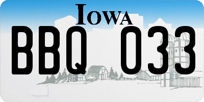 IA license plate BBQ033