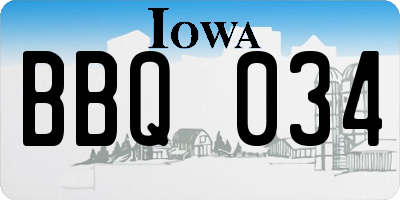 IA license plate BBQ034
