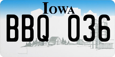 IA license plate BBQ036