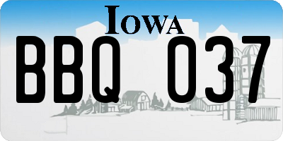 IA license plate BBQ037