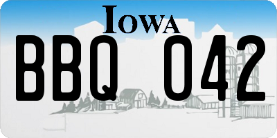 IA license plate BBQ042