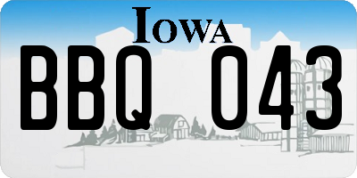 IA license plate BBQ043