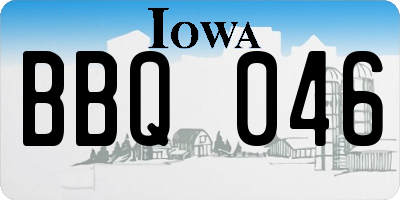 IA license plate BBQ046