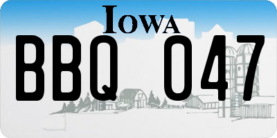 IA license plate BBQ047