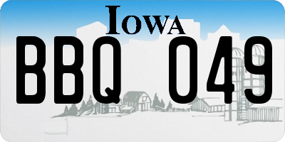 IA license plate BBQ049