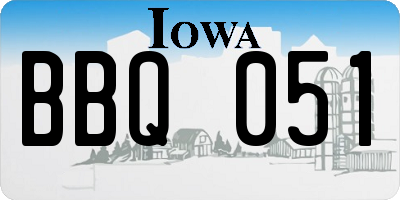 IA license plate BBQ051