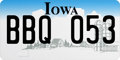 IA license plate BBQ053