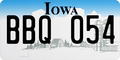 IA license plate BBQ054