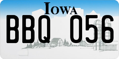 IA license plate BBQ056