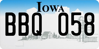 IA license plate BBQ058