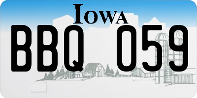 IA license plate BBQ059