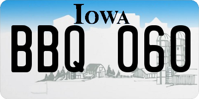 IA license plate BBQ060