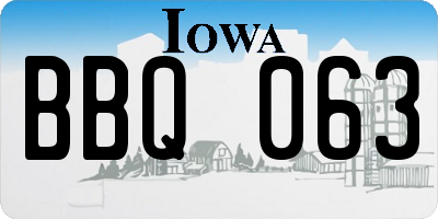 IA license plate BBQ063