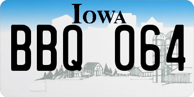 IA license plate BBQ064
