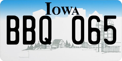 IA license plate BBQ065