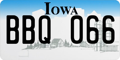 IA license plate BBQ066