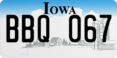 IA license plate BBQ067