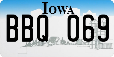 IA license plate BBQ069