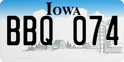 IA license plate BBQ074