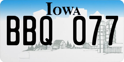 IA license plate BBQ077