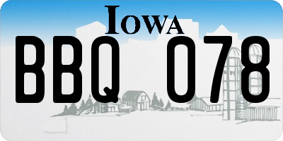 IA license plate BBQ078